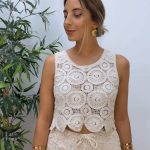 Conjunto Crochet Short Beige