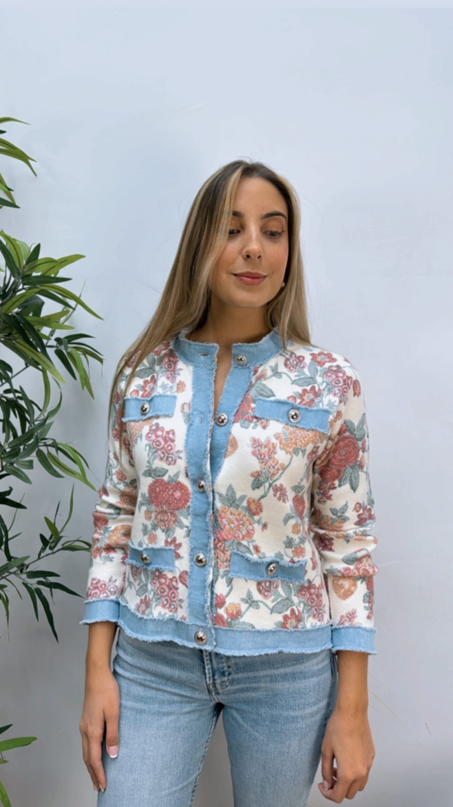 Chaqueta Punto Combinada Denim