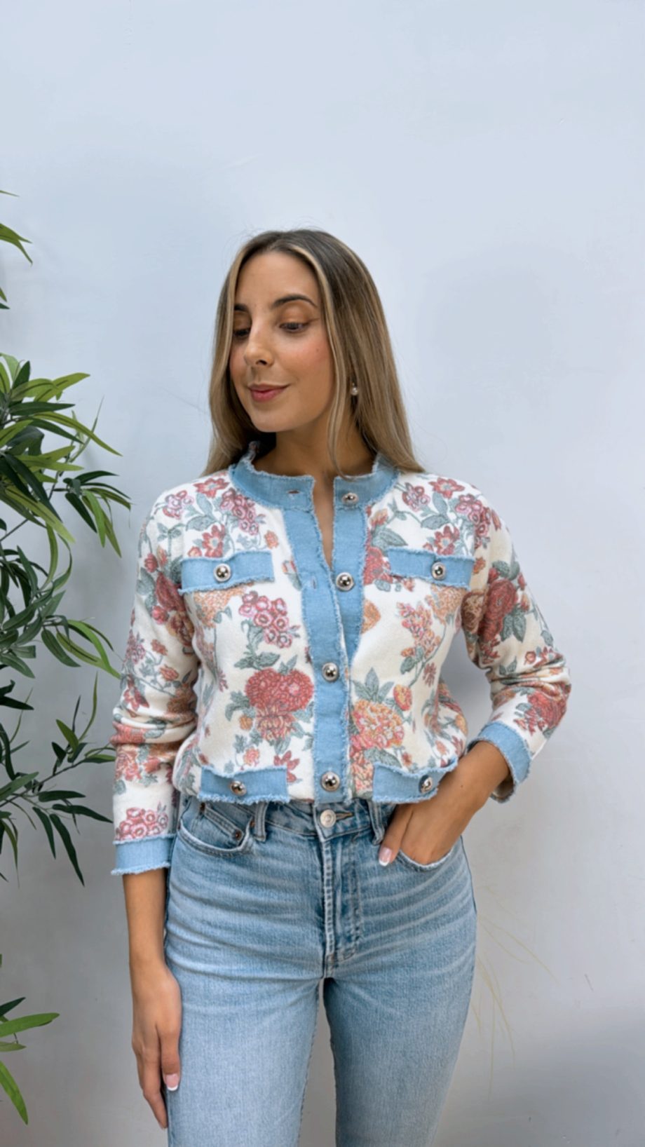 Chaqueta Punto Combinada Denim