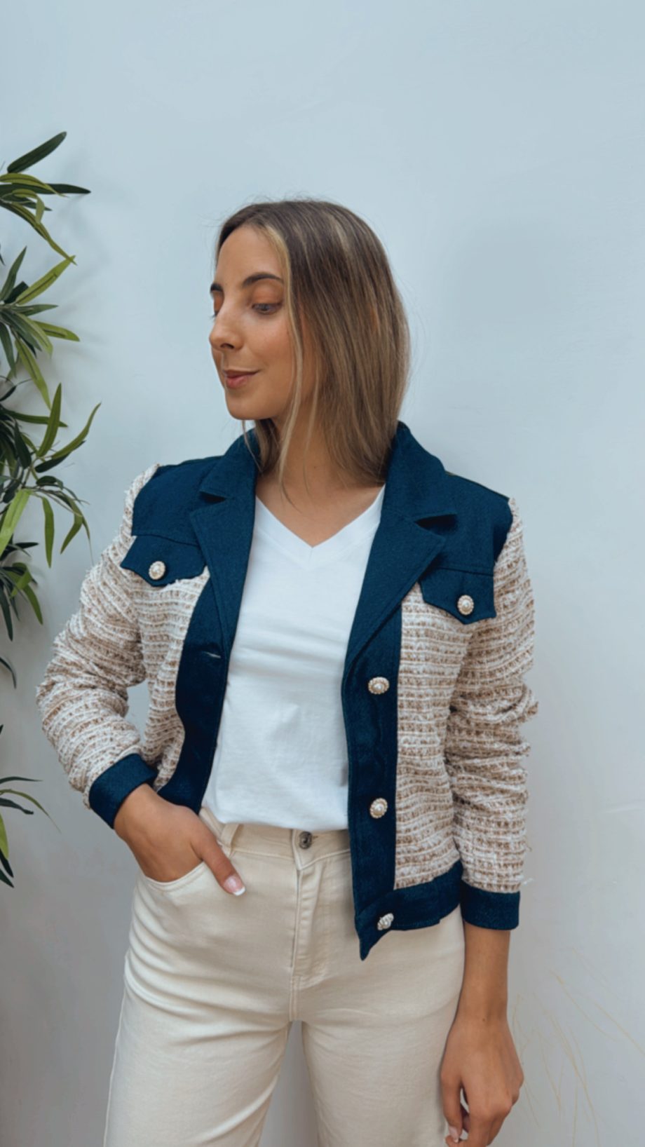 Chaqueta Combinada Denim & Tweed