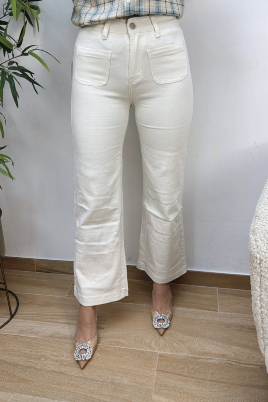 Jeans Beige Bolsillos Delanteros 6951-2