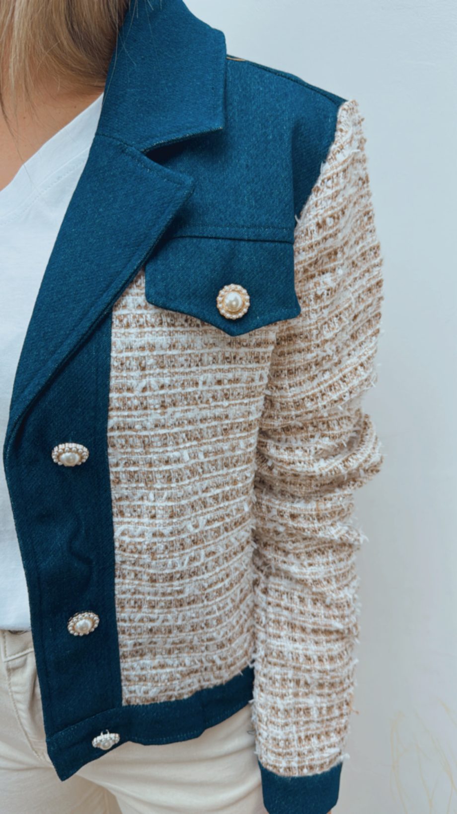 Chaqueta Combinada Denim & Tweed