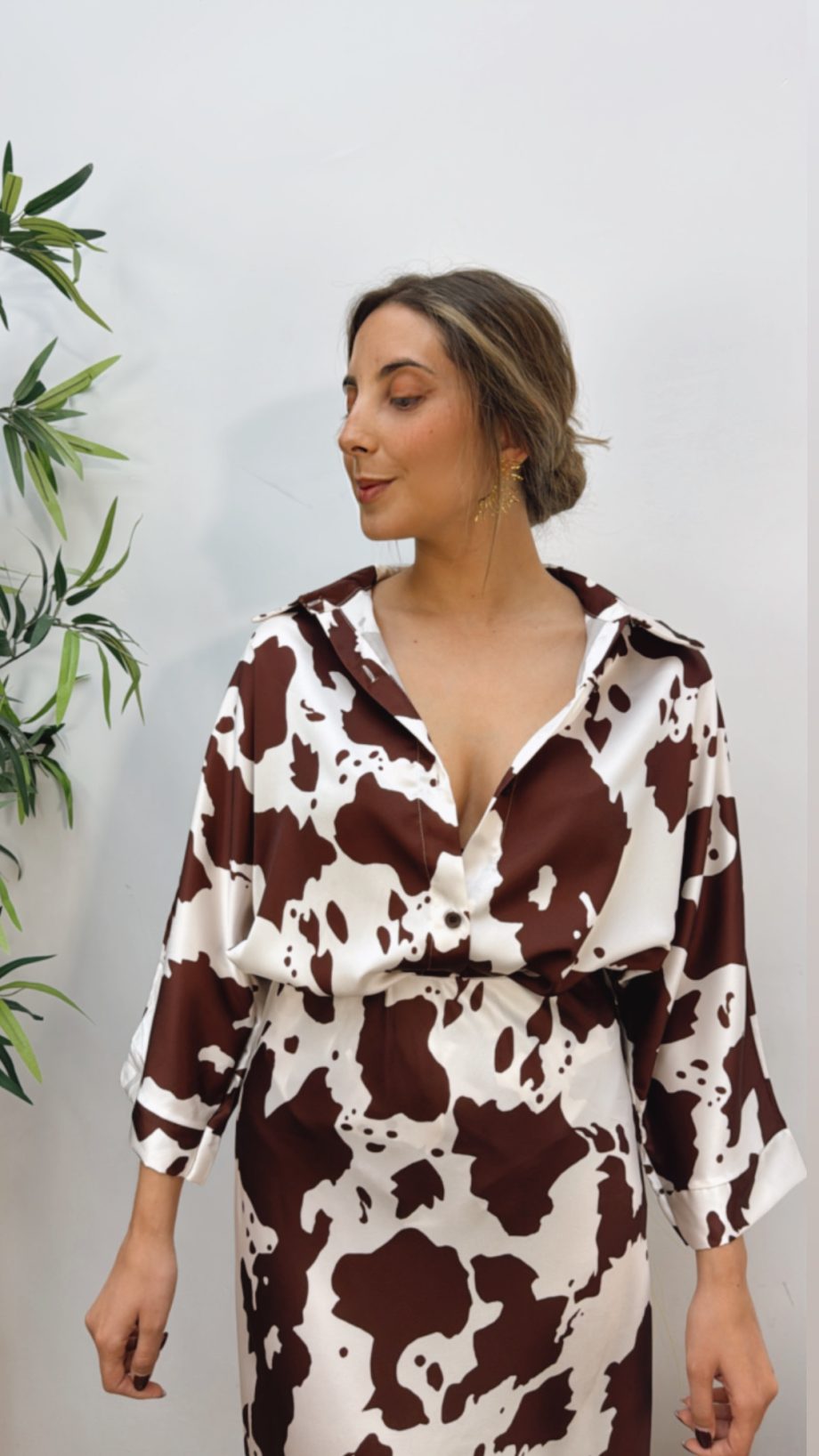 Blusa Vaca Marrón Satinada